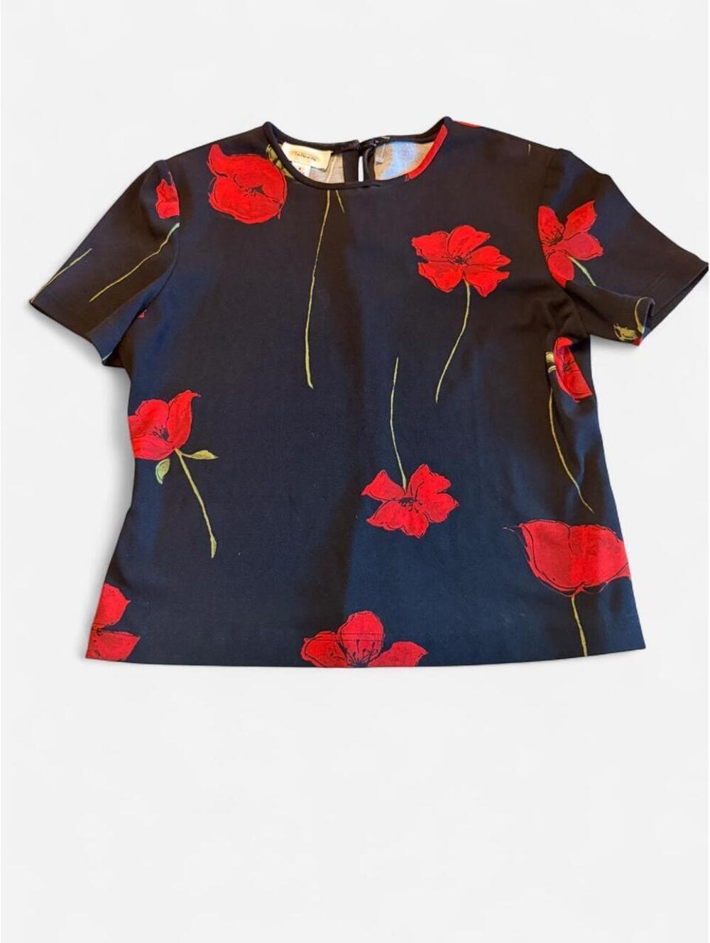 Talbots Women's Black and Multi Blous